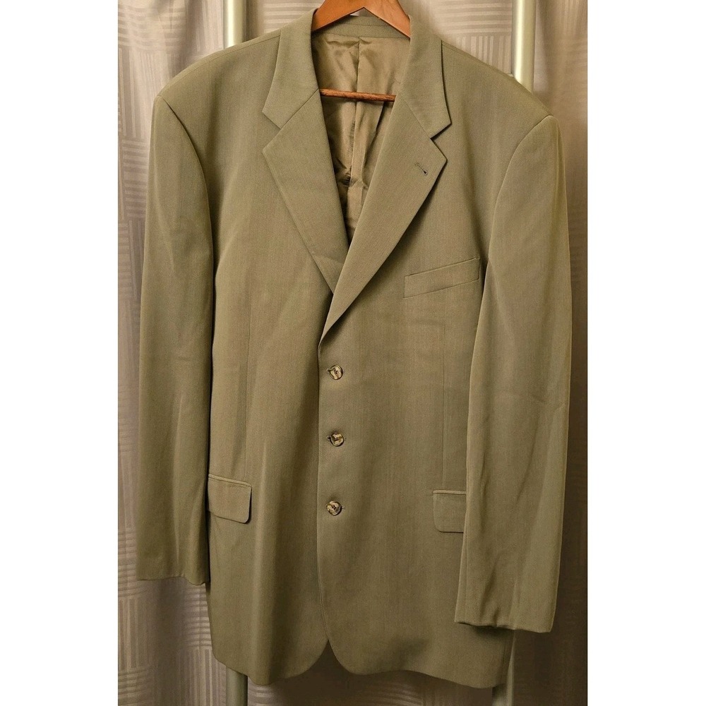 Joseph Abboud Blazer‎ 46L Olive Solid 3 Button Wool Blend American Soft Jacket